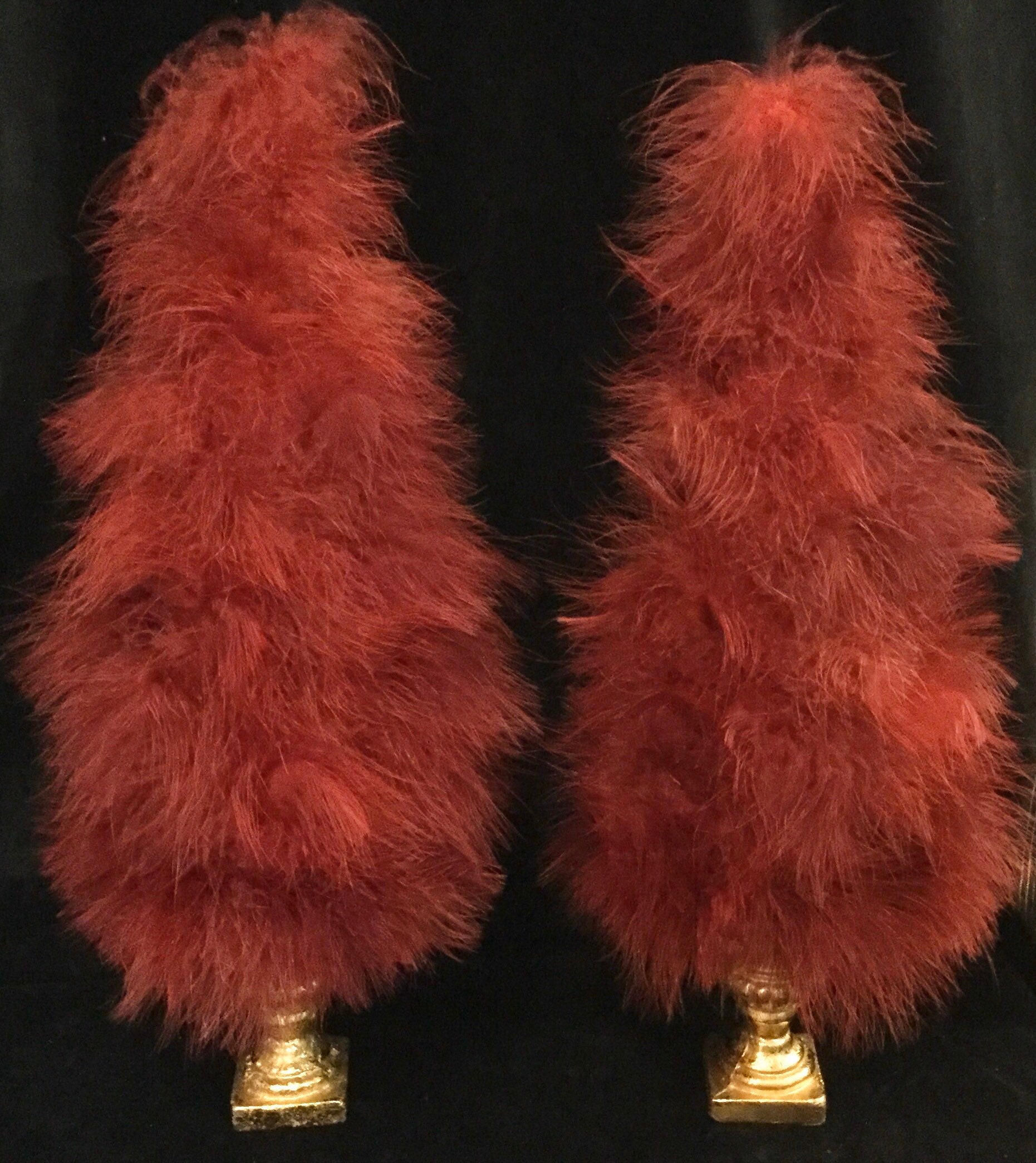 Feather Christmas Tree Pair Red Maroon Burgundy Ostrich Etsy