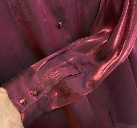 Purple Metallic Blouse-Shirt-Top/Button Up/Long S… - image 8