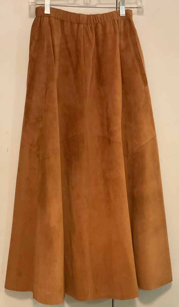 SALE—Chamois Suede Leather Skirt/Midi-Maxi/Camel-… - image 2