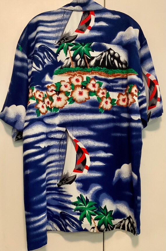 Mens Hawaiian Shirt “Thumbs Up” Nautical Sailboat Pri… - Gem