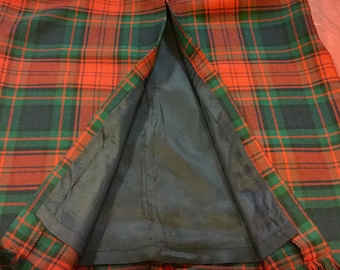 Red Plaid Skirt/Scottish Tartan/Maxi/Kilt-Style//NWT/Rafaella/Wool/Fringe/Winter/Woman Size 10 (Waist 31”) Vintage 1990