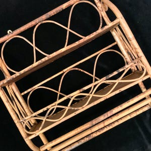 Wall Shelf/Bathroom Shelf/Knick Knack Shelf/Bamboo-Wicker-Rattan-Wood/Hanging/Small 6x16x19”/Handmade/Vintage