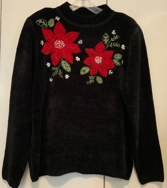 Christmas Embroidered Pullover Sweater Set/Poinse… - image 4