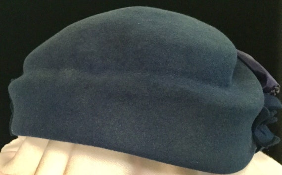 1950s Blue Floral Hat "Diem Original" Woman's Mil… - image 6