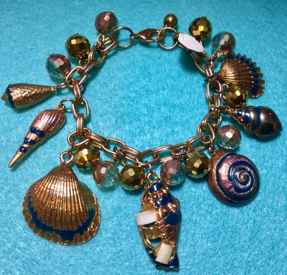 Shell Multi Charm Bracelet/Nautical/Seashells/Dan… - image 2