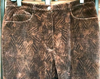 Velvet Jeans-Pants-Slacks/NWT/"Sigrid Olsen"/Brown-Black Print/High Rise Waist/Boot Cut/Straight Leg/Winter/Woman's Size 10/Vintage