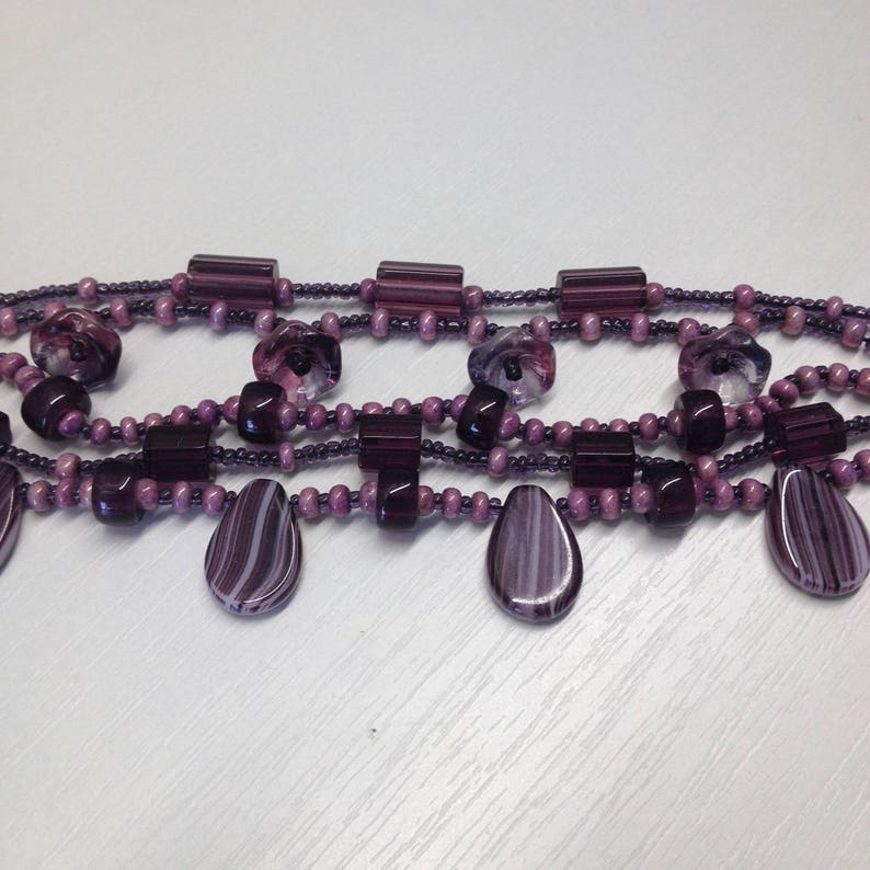 Purple Czech Glass Bracelet Purple Handmade BraceletSpring JewelrySummer Glass JeverlyPurple Czech Glass Bracelet