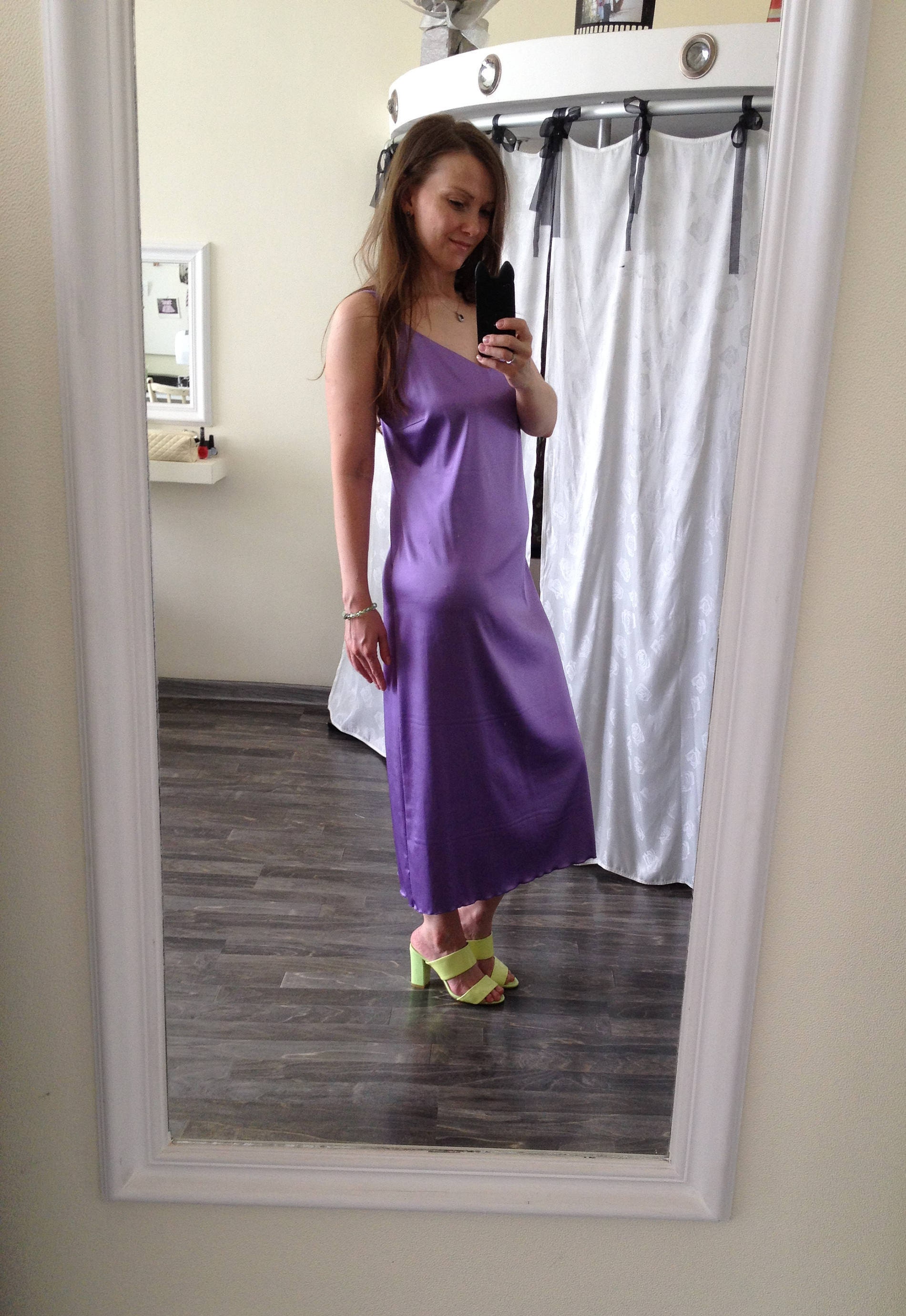 purple silk dress