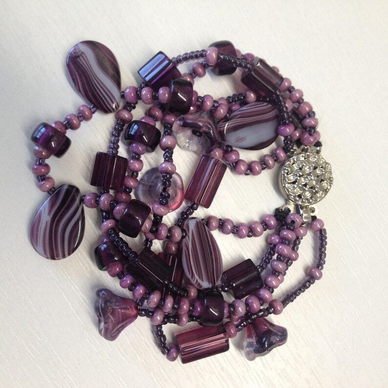 Purple Czech Glass Bracelet Purple Handmade BraceletSpring JewelrySummer Glass JeverlyPurple Czech Glass Bracelet