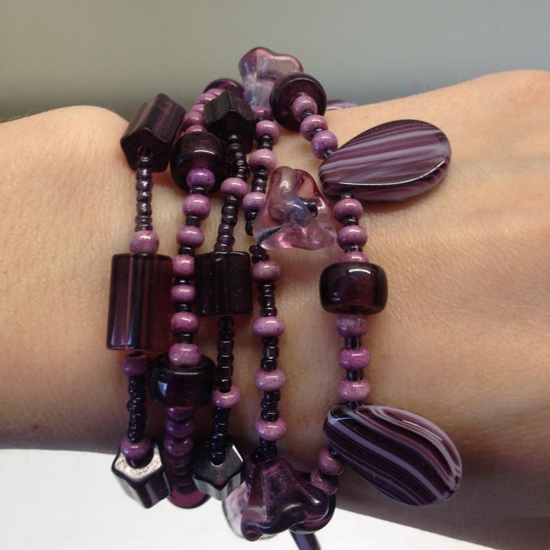 Purple Czech Glass Bracelet Purple Handmade BraceletSpring JewelrySummer Glass JeverlyPurple Czech Glass Bracelet