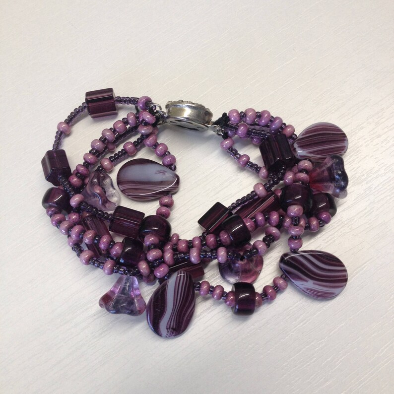 Purple Czech Glass Bracelet Purple Handmade BraceletSpring JewelrySummer Glass JeverlyPurple Czech Glass Bracelet