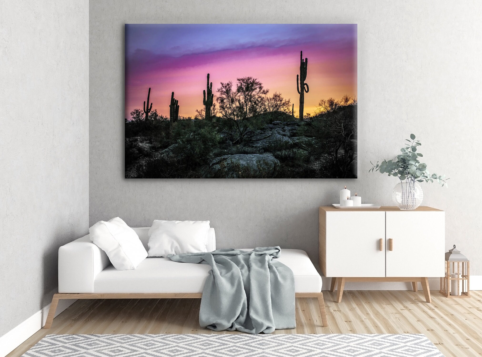 Boho Style Wall Decor Desert Print on Canvas Cactus | Etsy