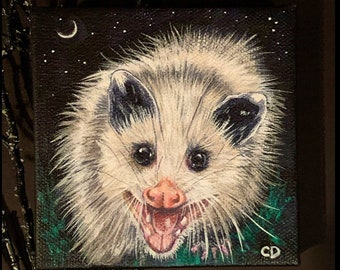 Opossum At Night original painting