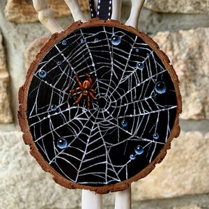 Spider Web Wood Slice Ornament