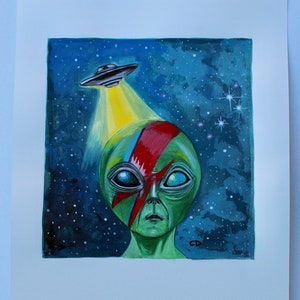 Alien Bowie with UFO Painting