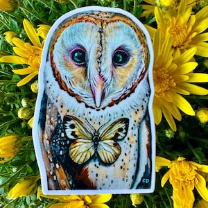 Sticker hibou et papillon en vinyle