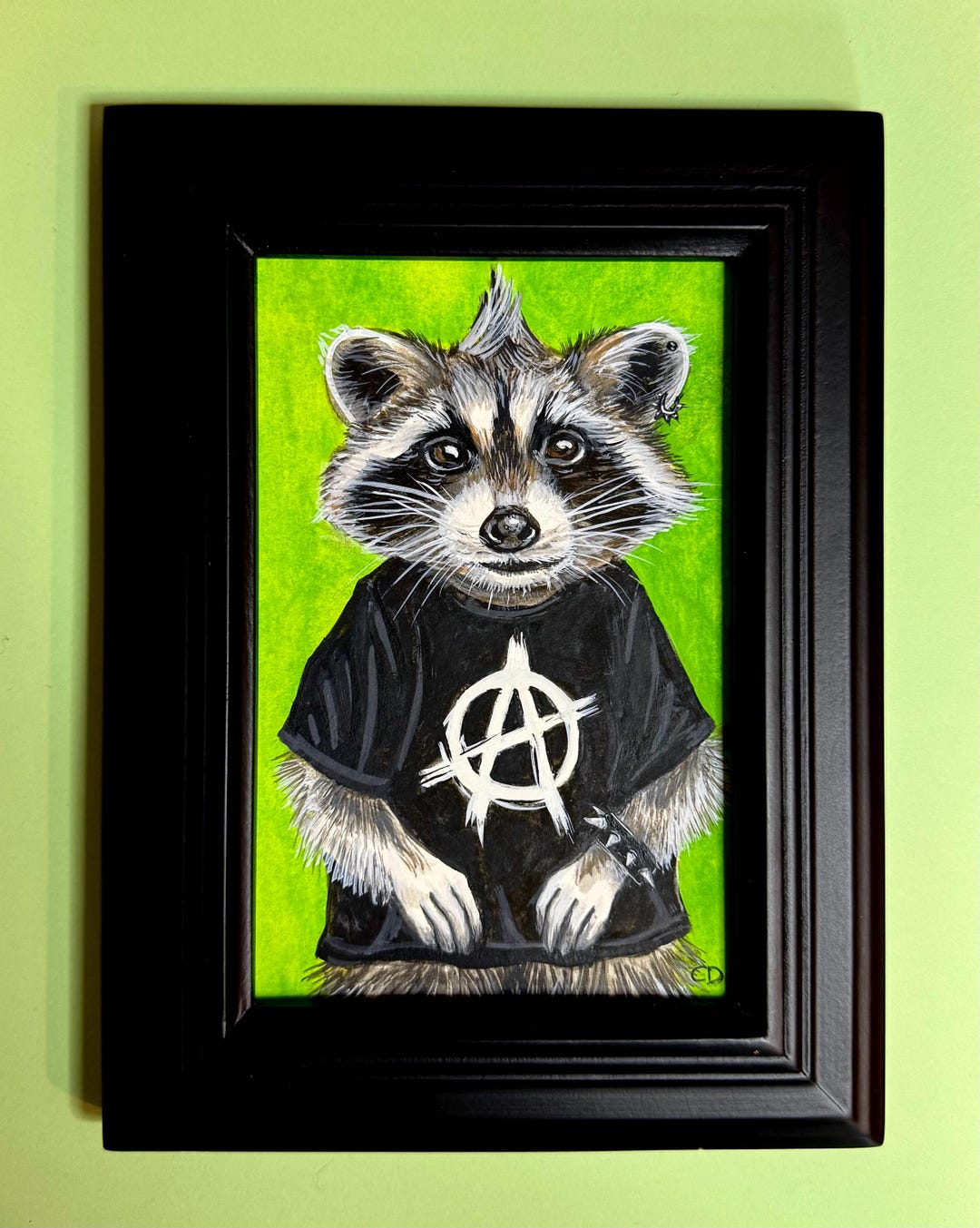Punk Rock Raccoon Original Framed Painting - Etsy