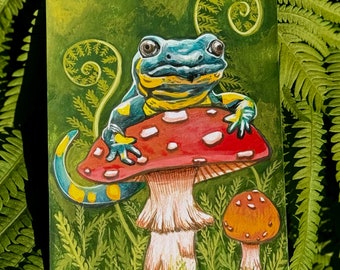 Salamander auf Pilz