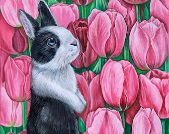 Bunny With Tulips fine art print