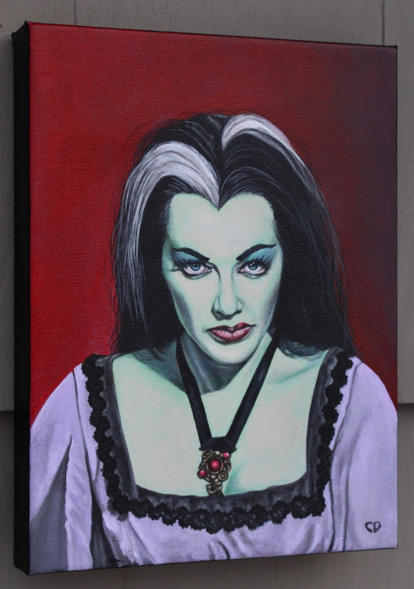 Lily Munster Portrait Original Painting Etsy