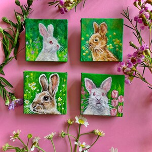 Lilac Spring Rabbit Mini Painting With Magnet or Sawtooth Hanger - Etsy