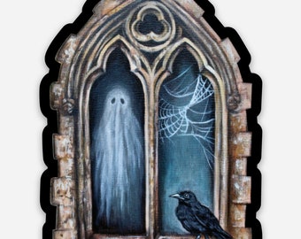 Haunted Gothic Window die cut vinyl sticker