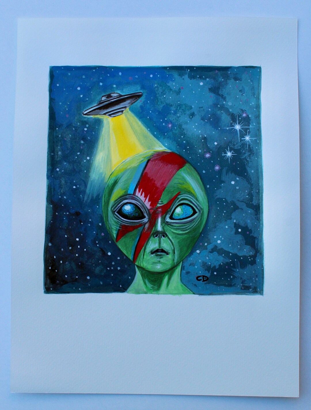 Alien Bowie With UFO Painting - Etsy