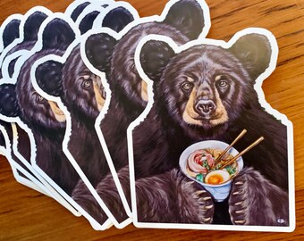 Foodie The Bear Die Cut Vinyl Sticker