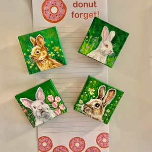 Lilac Spring Rabbit Mini Painting With Magnet or Sawtooth Hanger - Etsy