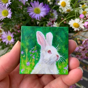 Lilac Spring Rabbit Mini Painting With Magnet or Sawtooth Hanger - Etsy