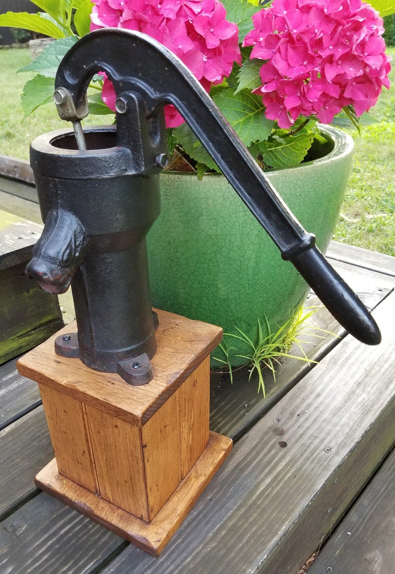 Vintage Water Pump with Medieval Spout on Handmade Pine Base | Etsy