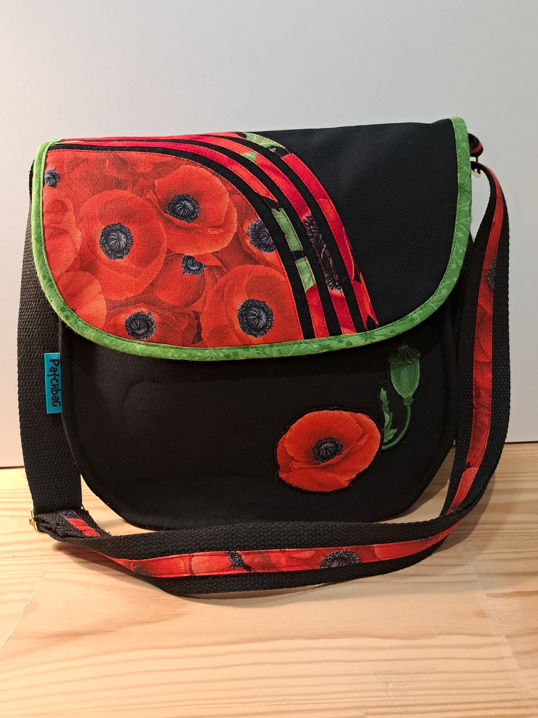 Poppy Flowers on Black Shoulder Bag - Etsy