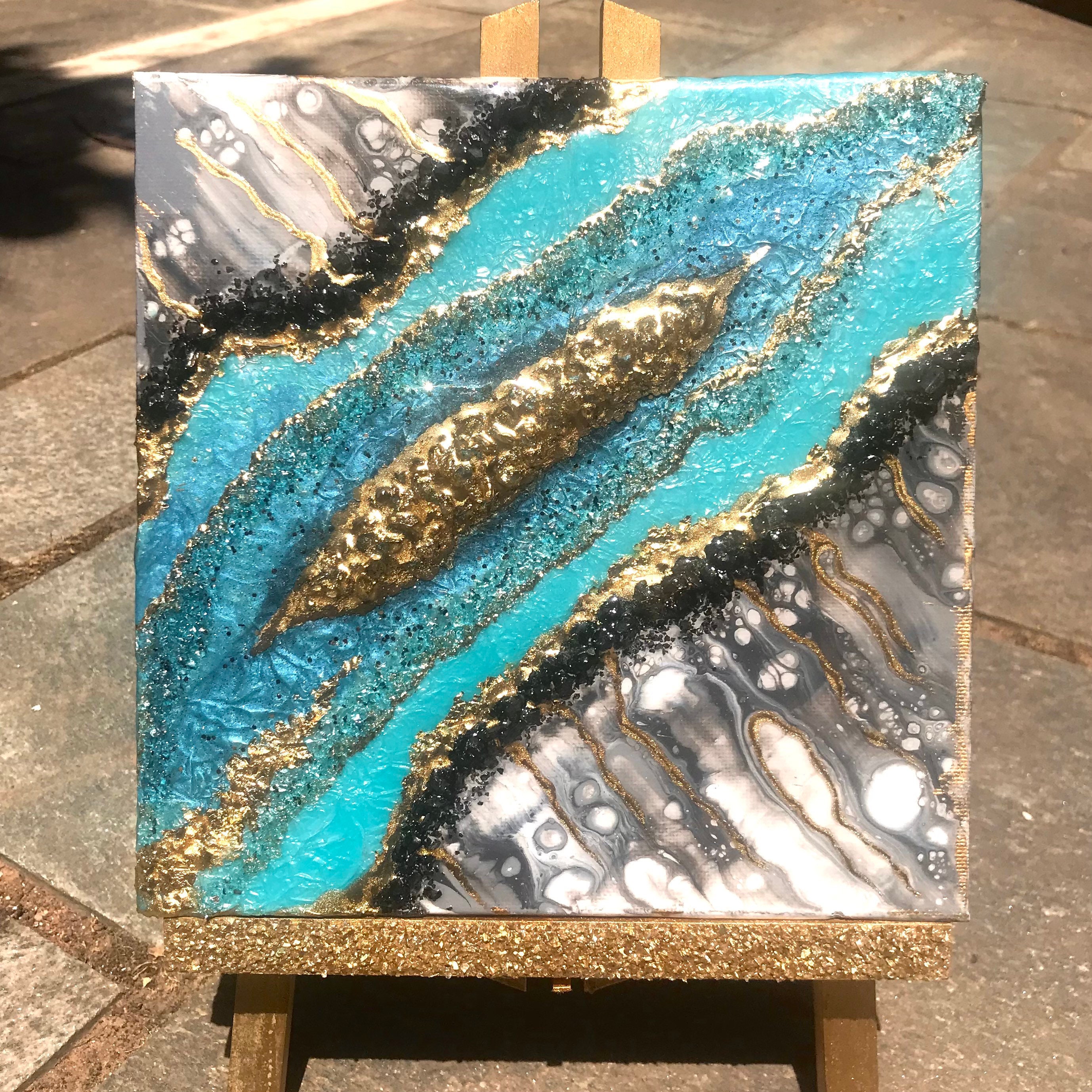 The BEST Acrylic Paint Pour Geode I Have Ever Done - Acrylic Pour Geode -  Acrylic Resin Art 