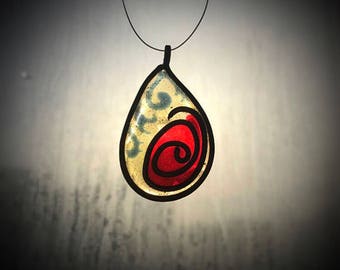 Handmade jewelry, red rose resin pendant necklace, floral jewelry designs, unique gift for women, free shipping