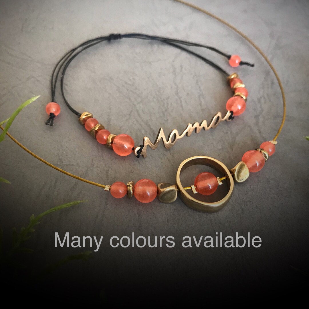 Handmade Personalised Mother Gift, Jewellery Set, Necklace and Bracelet ...