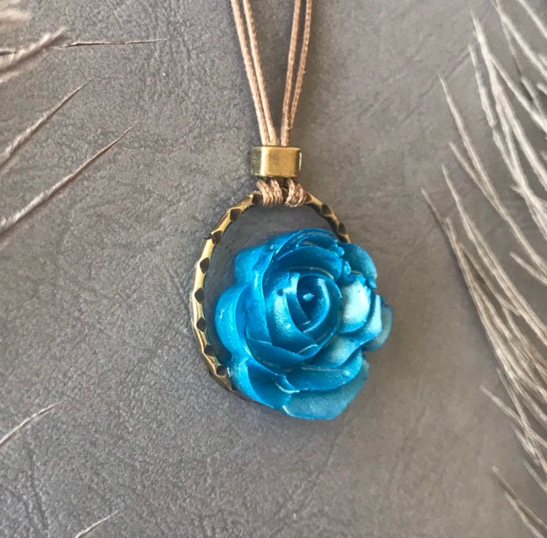 Handmade Greek Jewelry Designs Resin Pendant Necklace Flower Etsy
