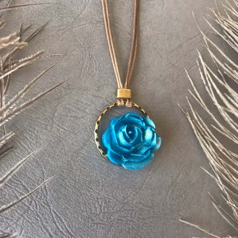 Handmade Greek Jewelry Designs Resin Pendant Necklace Flower - Etsy