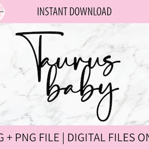 Bebê de Touro SVG, Arquivos Digitais PNG | Arquivo de corte, Download instantâneo, Cricut, Corte a laser, Topos de bolo, Decalques, Topo de bolo de Touro, Pingente do zodíaco