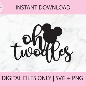Oh Twodles | SVG + PNG | インスタントダウンロード、ケーキトッパー、カットファイル、ミッキー、ケーキチャーム、クリカットファイル、プリント、Glowforge、トッパー