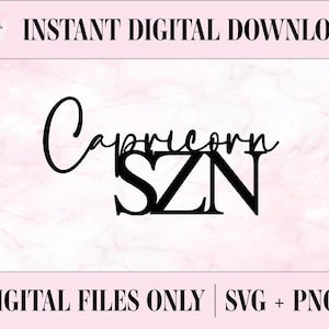 Steenbok SZN SVG, digitale PNG-bestanden | Snijbestand, Afdrukbestand, Cricut, Lasergesneden, Taarttoppers, Stickers, Direct downloaden