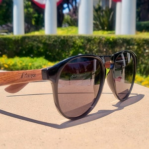 Canyon Luna sunglass. Handmade rosewood arms, grey polarized lenses.