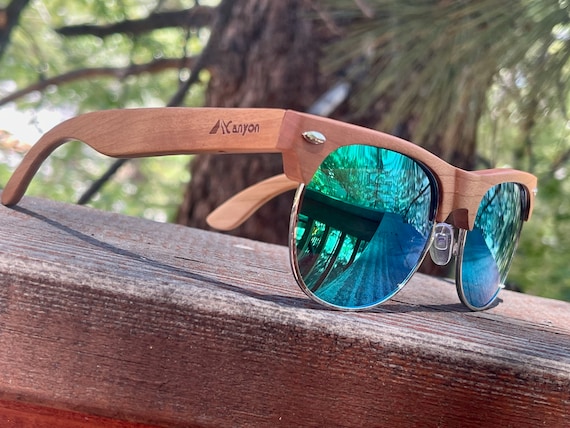 Gafas de sol de madera rosa lentes polarizadas verdes Canyon | Etsy México