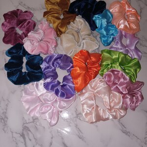 Three Medium Size Velvet or Satin Scrunchie