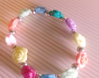 Girls Multicolored Flower Bracelet