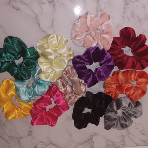 Three Medium Size Velvet or Satin Scrunchie