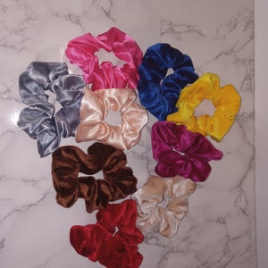Three Medium Size Velvet or Satin Scrunchie