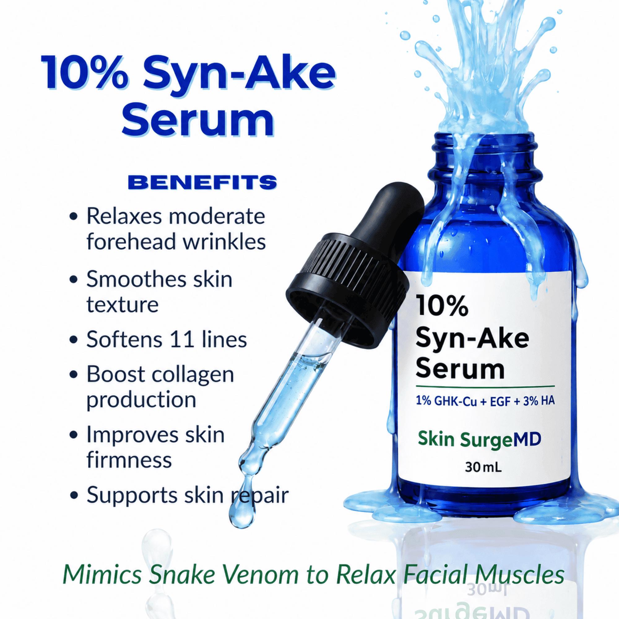 ghk-cu serum benefits 10% Syn-ake (snake Venom Peptide) + + EGF + Marine Collagen Copper Peptides in Skincare: Size:1000 mcg/ml - 30 ml x 3 Saline