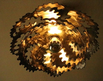Sog-Deckenlampe aus Stahlblech, Schneidbrennerobjekt,Unikat
