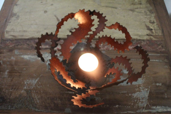 Flintstone Octopus Tea Light Holder Made Of Steel Sheet Metal On Basalt Base