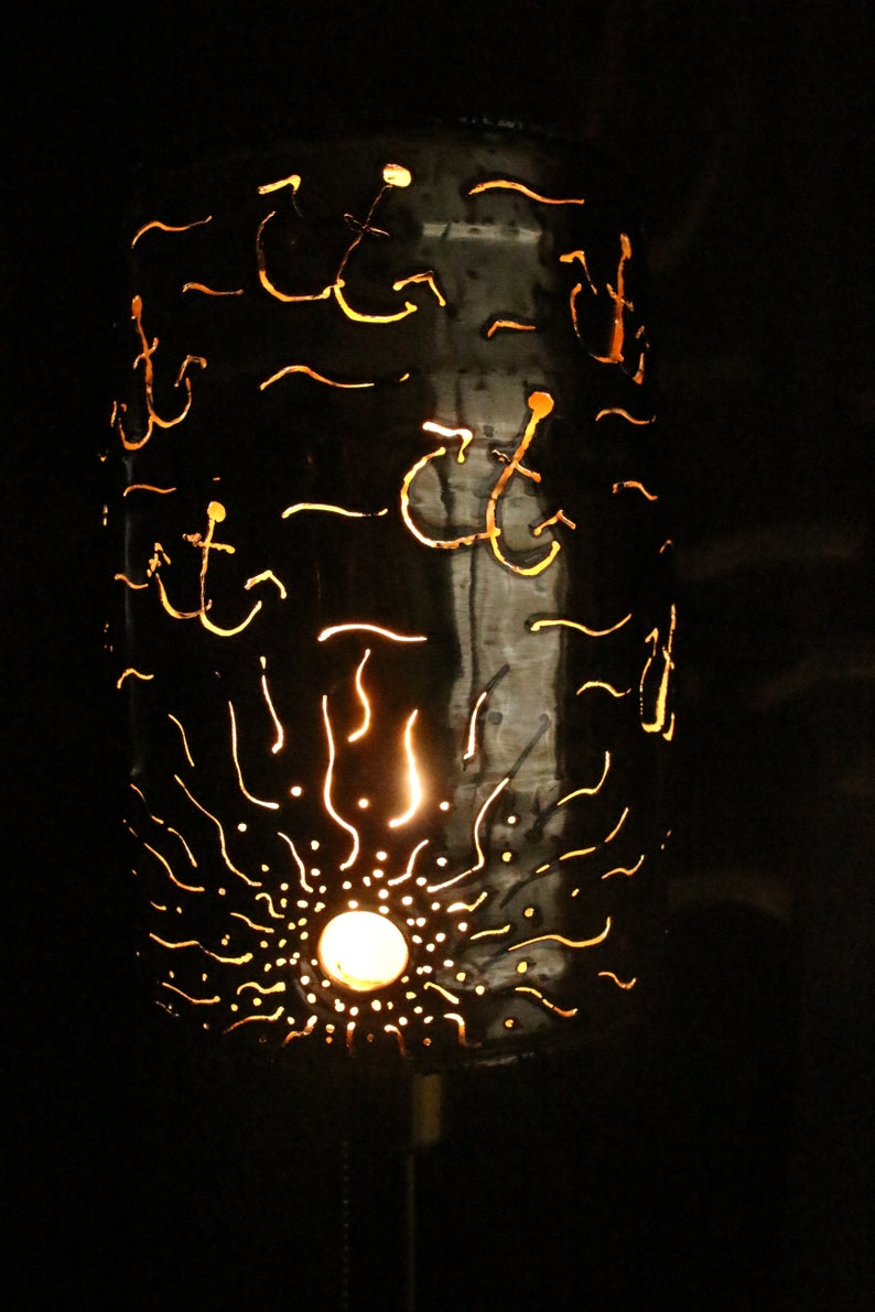 Anker Lampe aus Blechbehälter, Partyfaß Upcyclinglampe,Unikat Bild 4